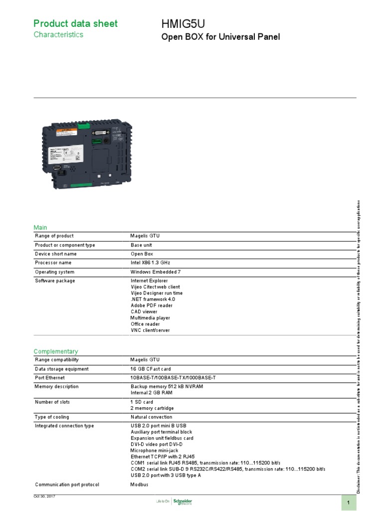 Magelis GTU_HMIG5U | Usb | Port (Computer Networking)