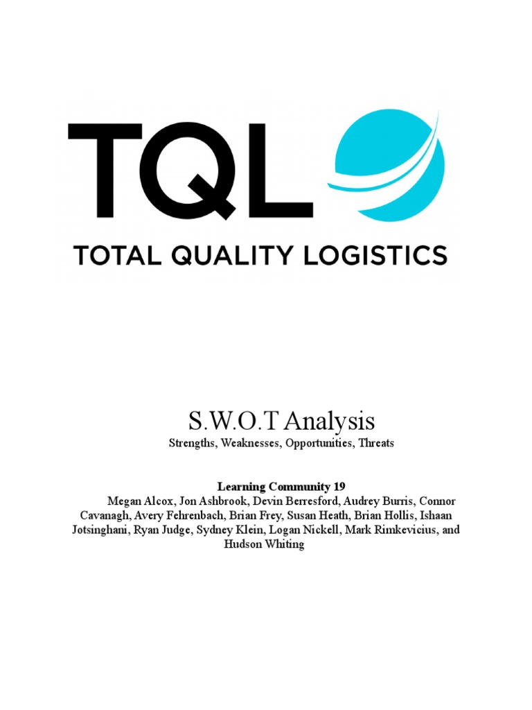 TQL Swot Analysis PDF Truck Driver Employment
