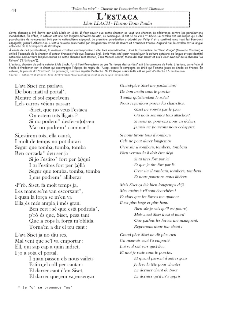 Estaque Partition | PDF | Catalogne | Personnes