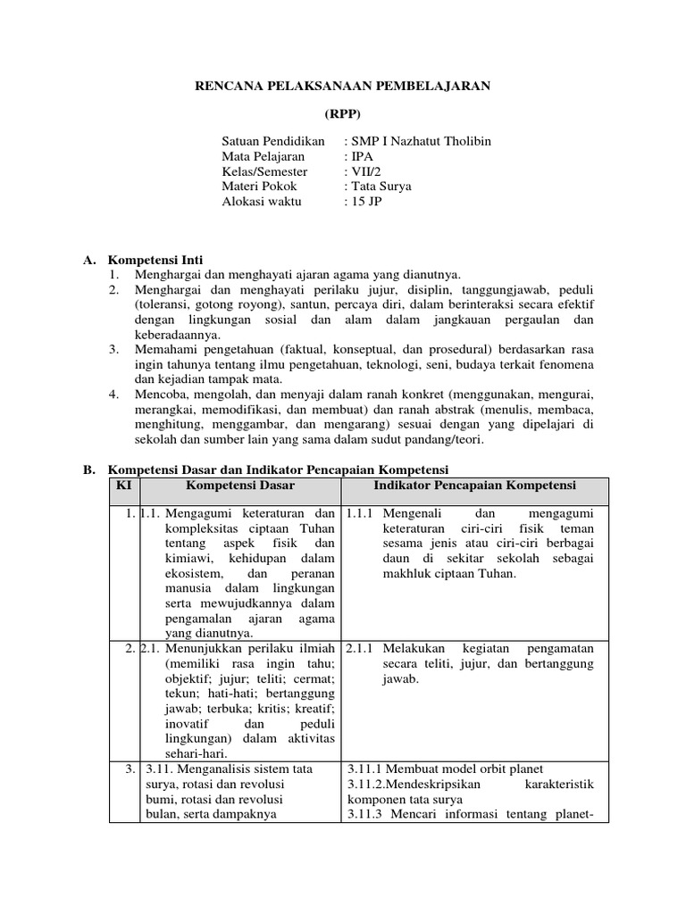 Rpp Kd 3 11 4 11 Tata Surya Docx