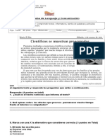 Evaluacion Lenguaje 3 y 4 Septiembre Texto Infor, Carta, Arti, Famiñia de Palabras