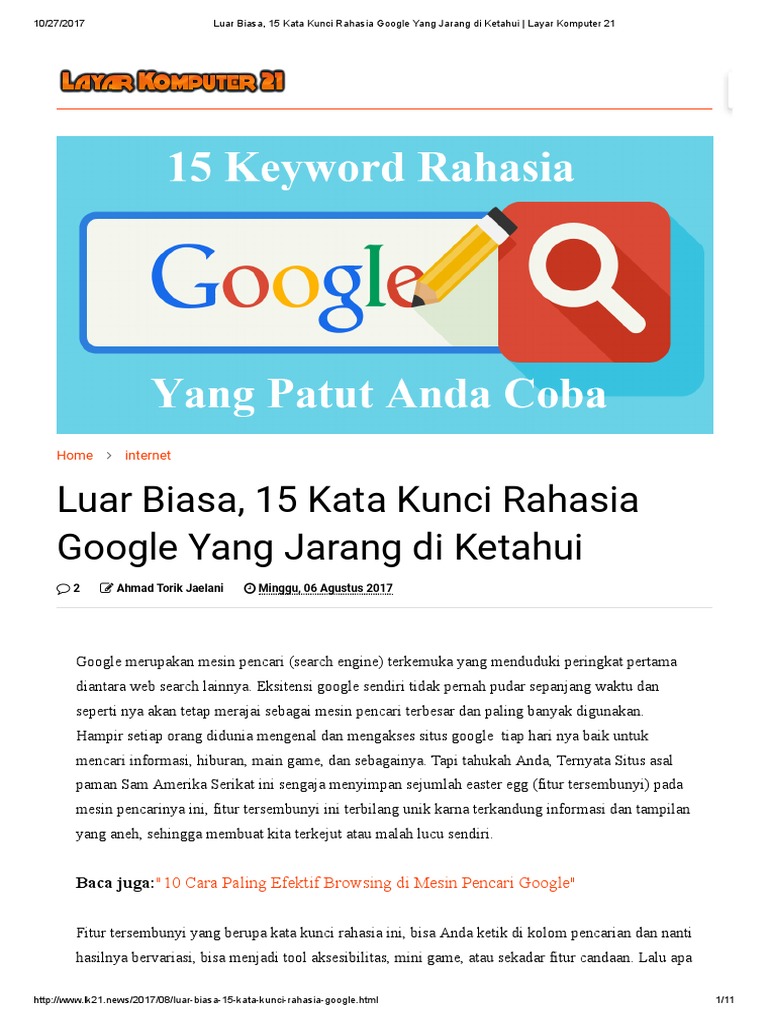 Luar Biasa 15 Kata Kunci Rahasia Google Yang Jarang Di Ketahui