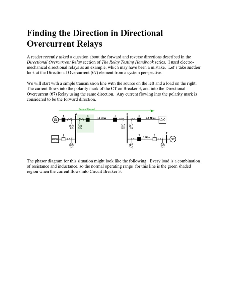 Finding the Direction in Directional Overcurrent Relays Electrical