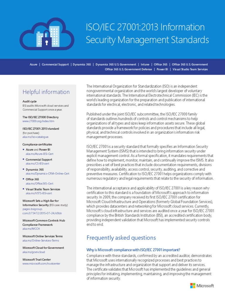 ISO IEC 27001 - Backgrounder PDF | PDF | Microsoft Azure | Cloud Computing