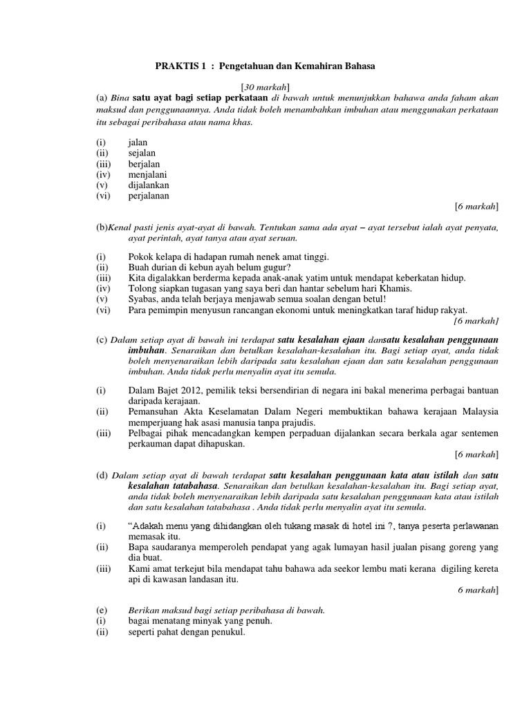 Praktis 1 Tatabahasa Spm Pdf