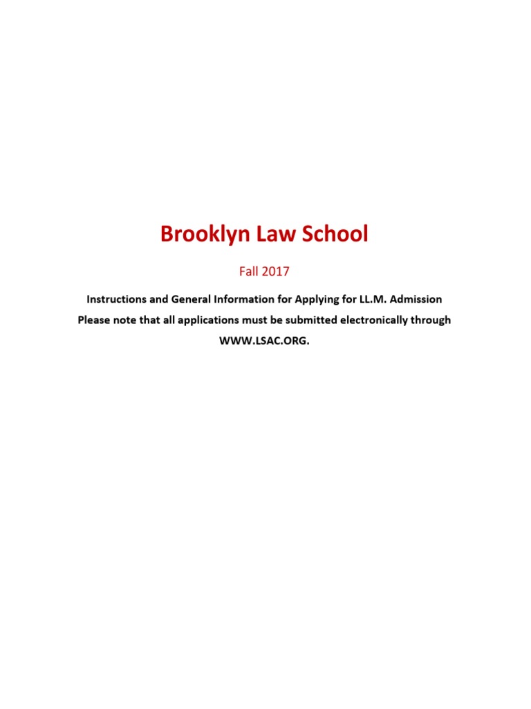 LL.M. Admission Guide for Brooklyn Law | PDF | University And College ...