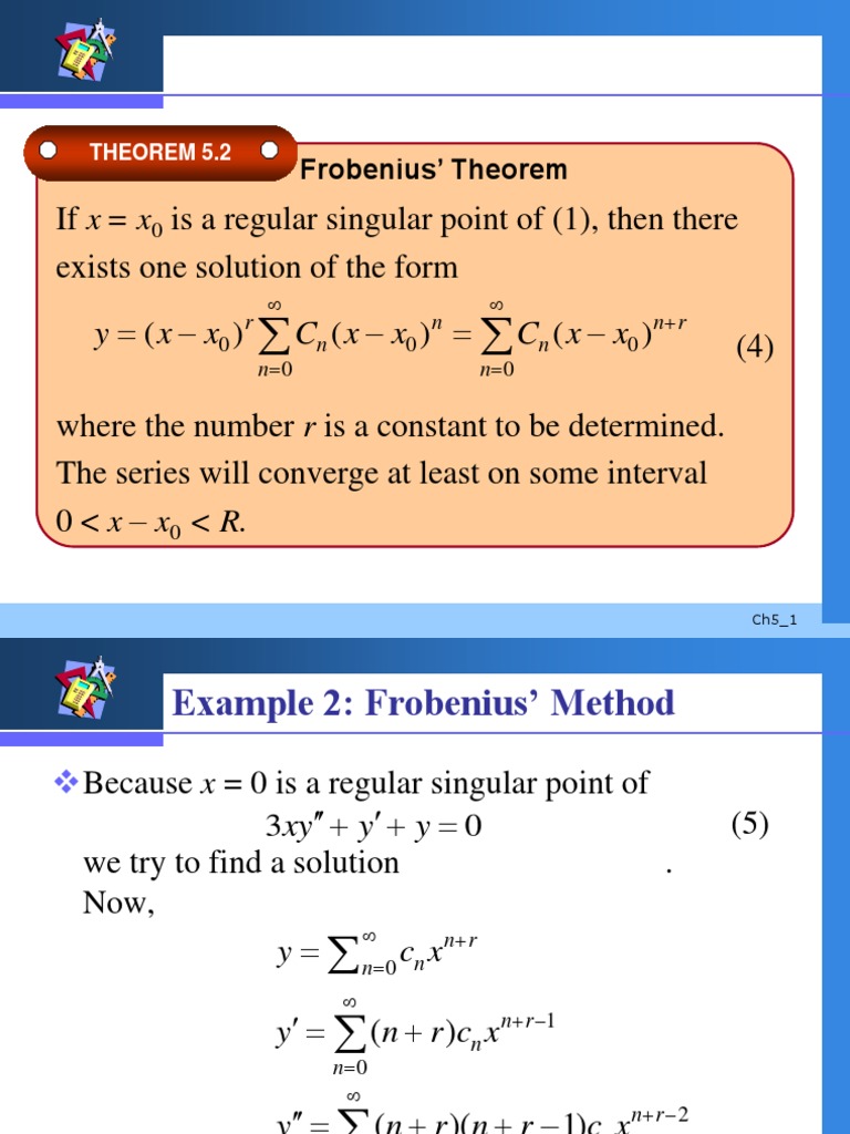 X x c x x c x x y frobenius theorem pdf exponentiation equations