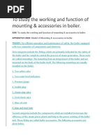 To Study The Working and Function of Mounting & Accessories in Boiler