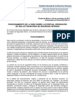 Posicionamiento de la CNDH sobre la Ley de Seguridad Interior