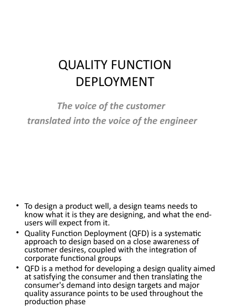 Quality Function Deployment PDF Competition Quality (Business)