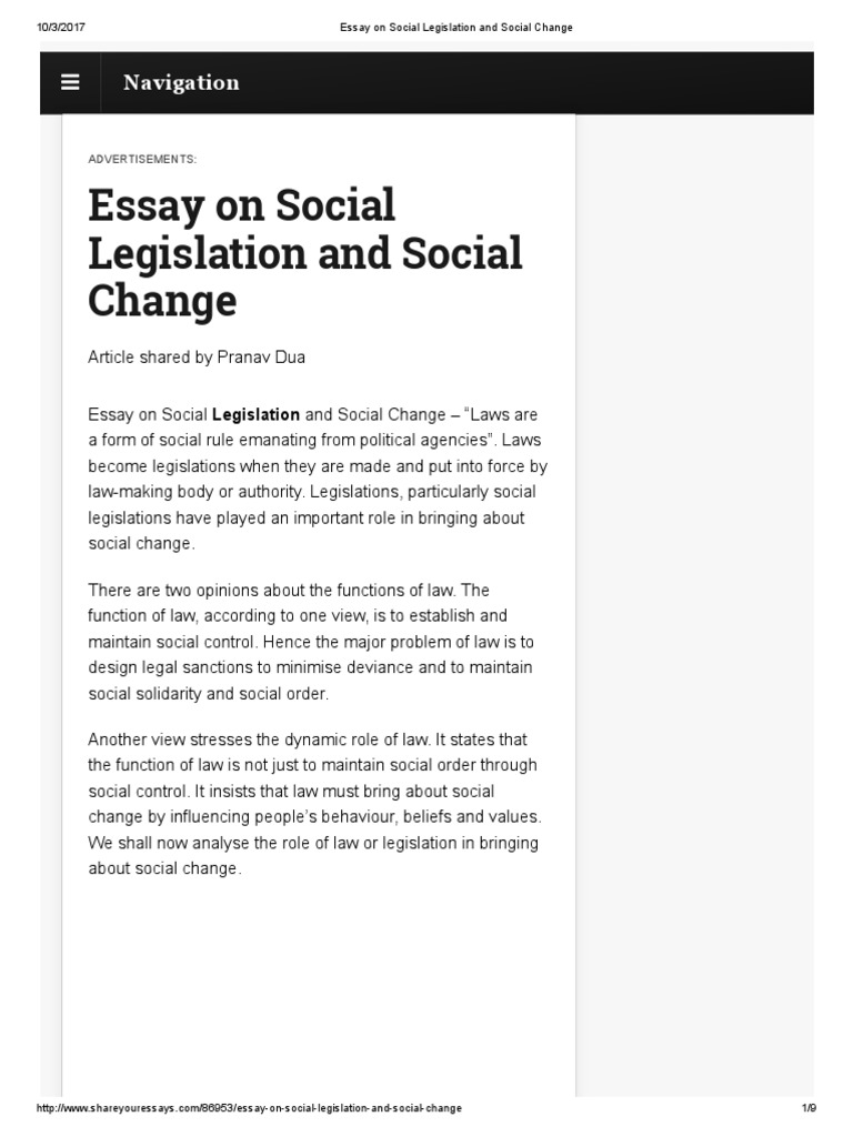 four paragraph essay about social change