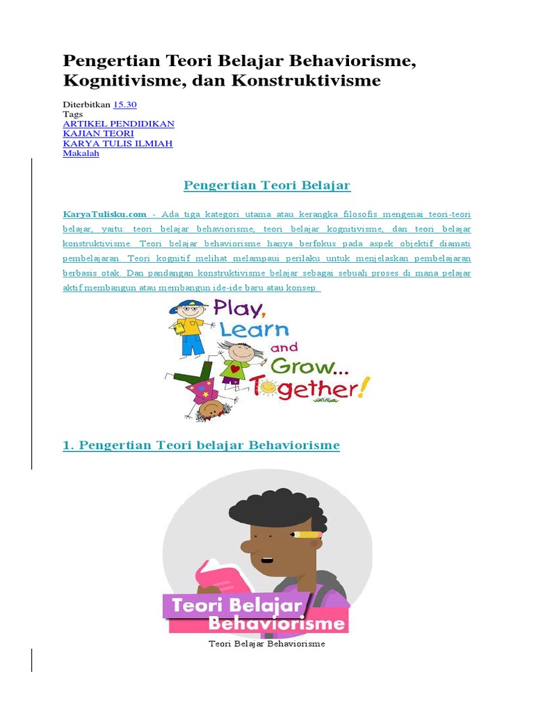 PSIKOLOGI PENDIDIKAN Pengertian Teori Belajar Behaviorisme