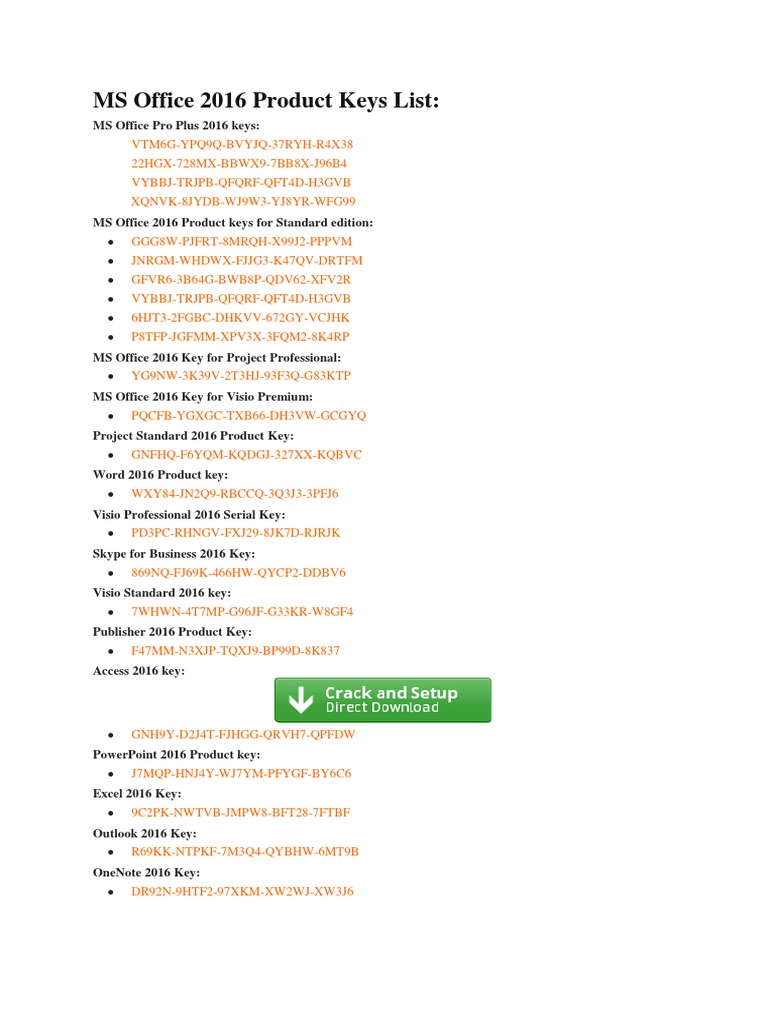 Microsoft Office 2016 Product Key PDF, 40 OFF