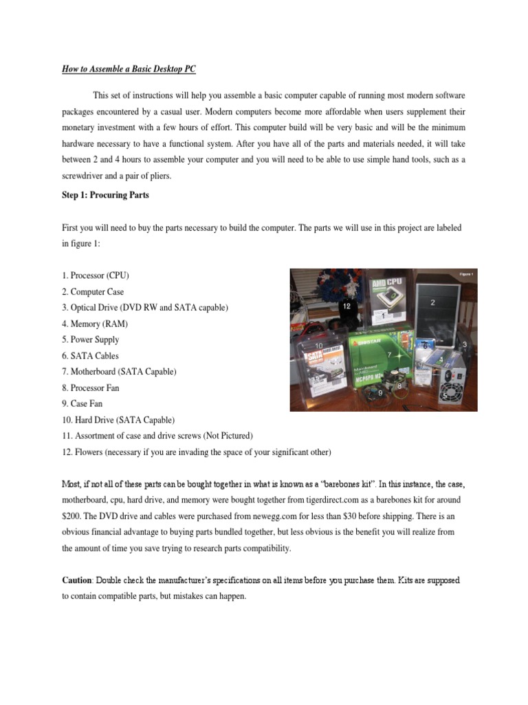 How To Assemble A Basic Desktop PC PDF Electrical Connector