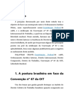 A Convenção Nº 87 Da Organização Internacional Do Trabalho e Sua Viabilidade No Ordenamento Jurídico Brasileiro
