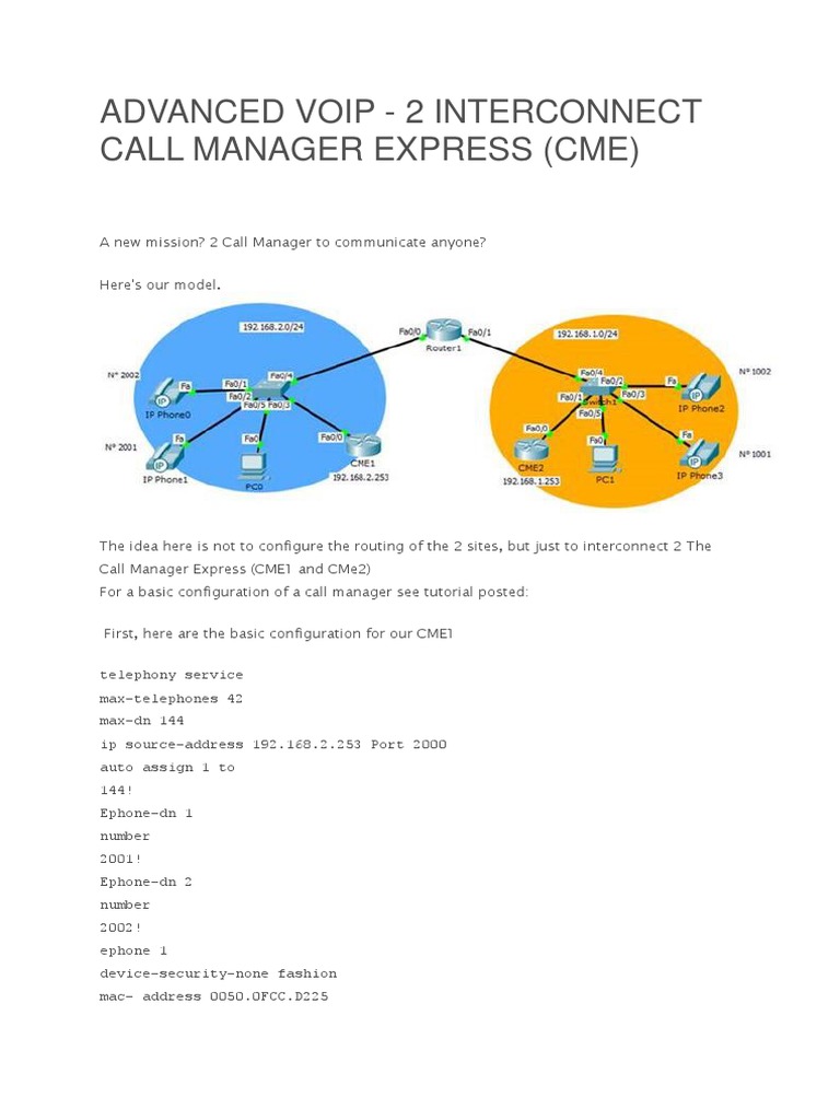 Advanced Voip - 2 Interconnect Call Manager Express (Cme) | PDF | Computers
