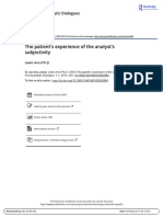 The Patient s Experience of the Analyst s Subjectivity