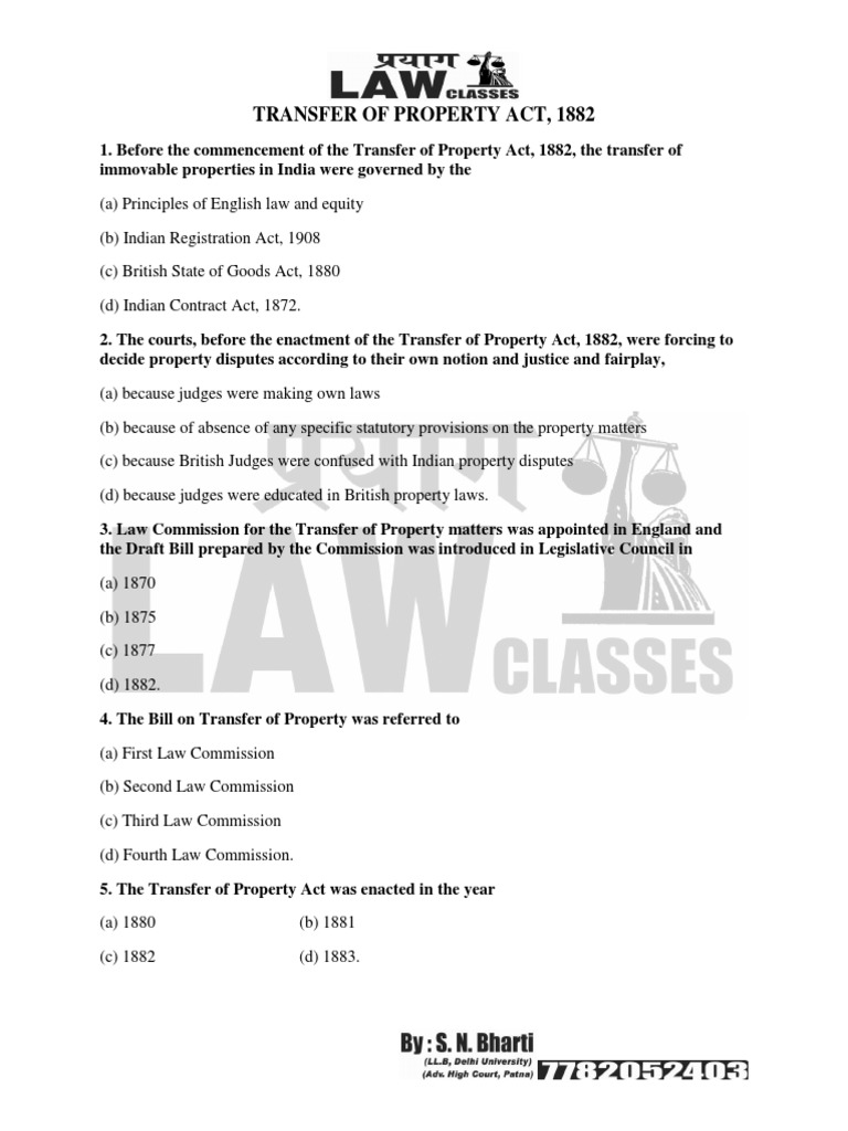 Transfer of Property Act Act Of Parliament Property Law