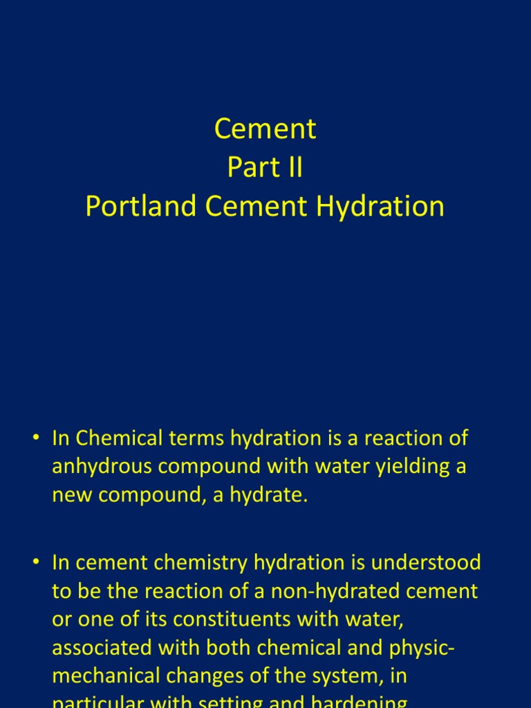 Portland Cement Hydration Chemistry | PDF | Calcium | Properties Of Water