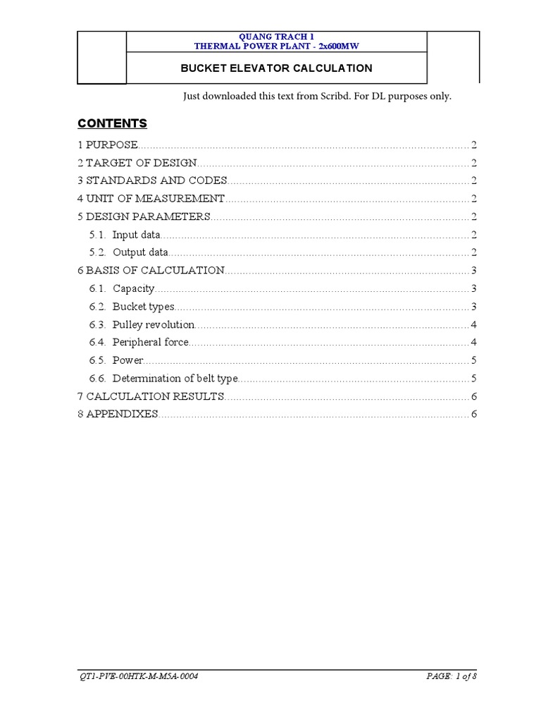 Bucket Elevator Calculation PDF Belt (Mechanical) Elevator
