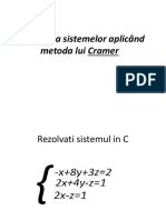 Rezolvarea Sistemelor Aplicând Metoda Lui Cramer