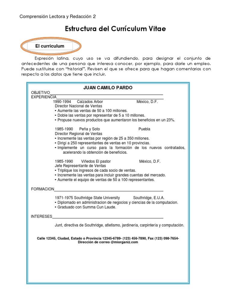 Formato curriculum vitae en word image
