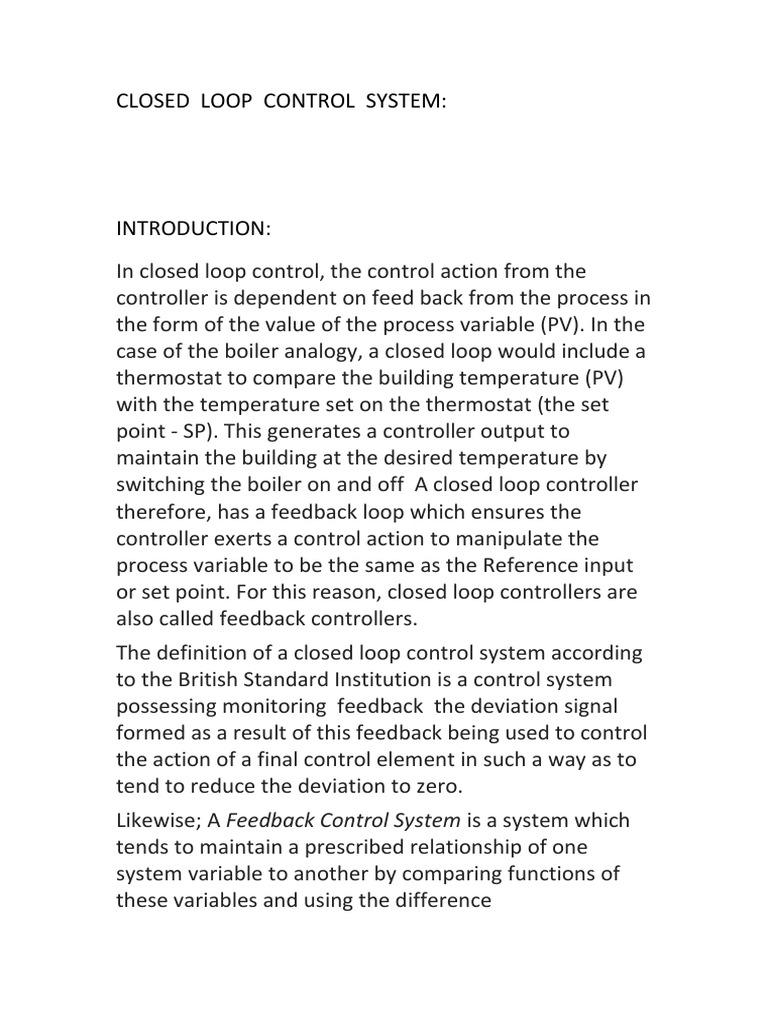 An InDepth Look at Closed Loop Control Systems Feedback Loops