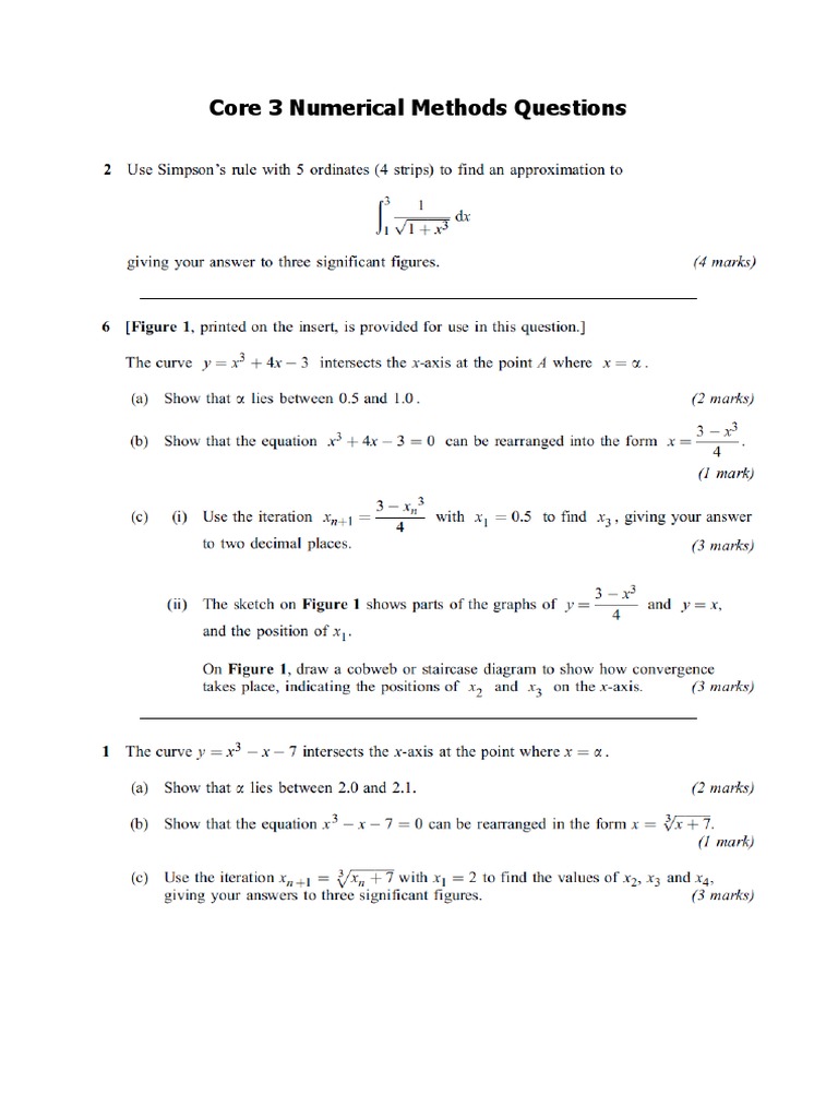 Core 3 Numerical Methods Questions | PDF