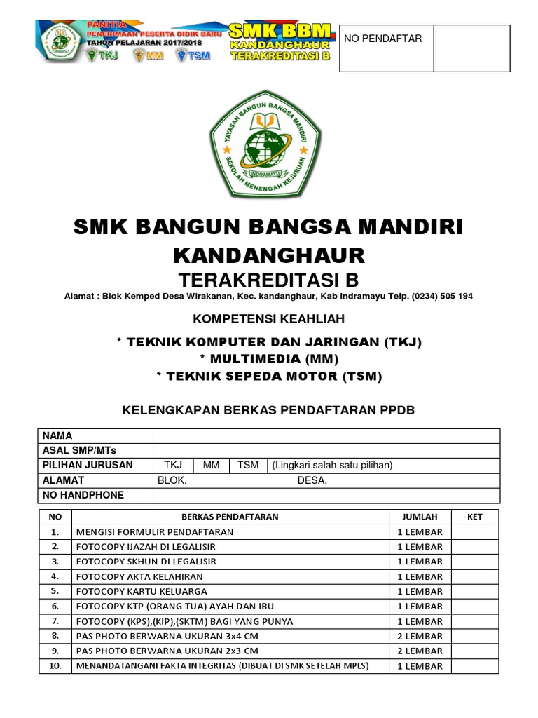 Contoh Cover Map Pendaftaran SMK | PDF