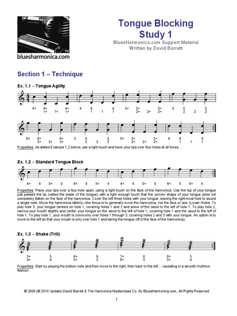 Tongue Blocking Study 1 Exercises 0 PDF PDF Harmonica Leisure