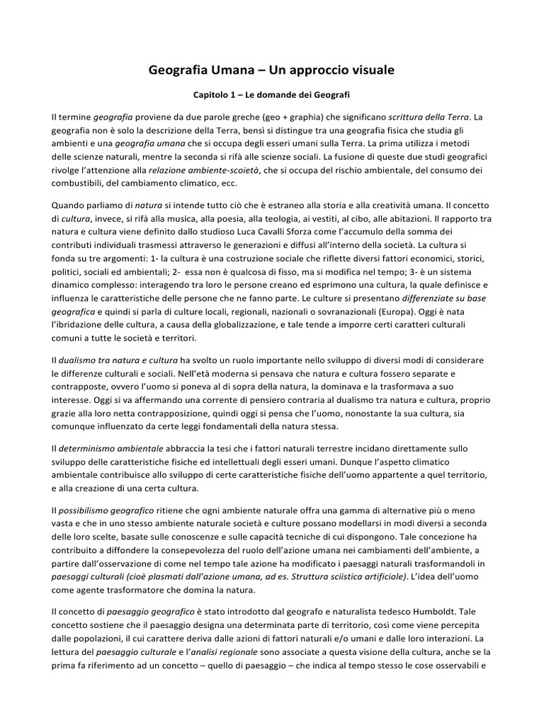 Un Approccio Visuale Geografia Umana