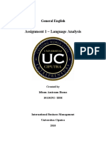 Assignment 1 - Language Analysis: General English