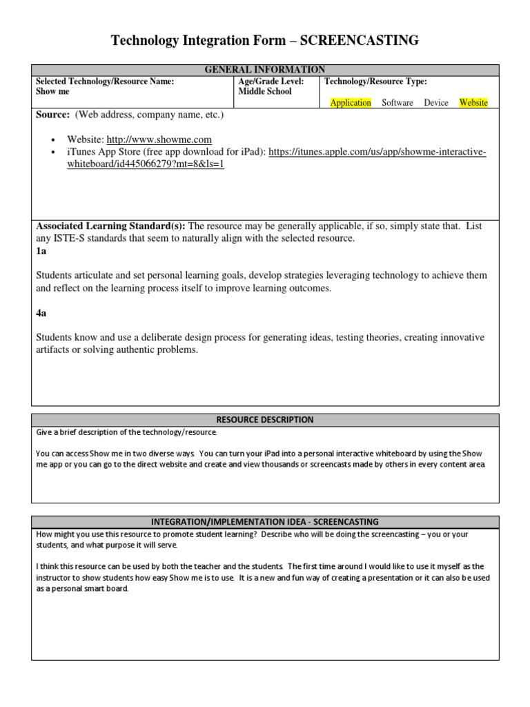 Technology Integration for Screencasting | PDF | Pedagogy | Cognition