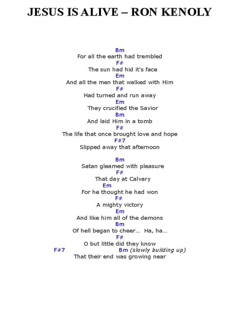 Jesus Is Alive Ron Kenoly Chords PDF Christian Belief And