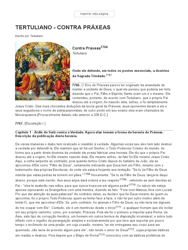 Tertuliano: Defesa da Trindade contra Práxeas | PDF | Trindade | Monarquia