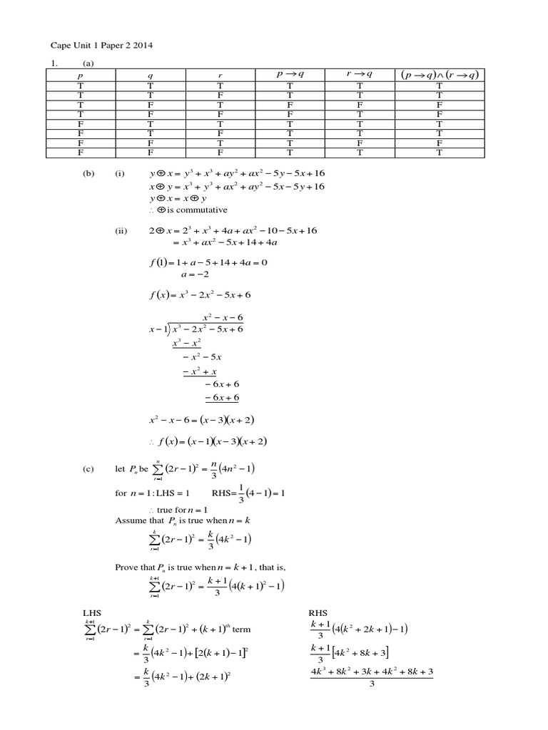 Cape Unit 1 Paper 2 2014 Solutions | PDF | Elementary Geometry | Space