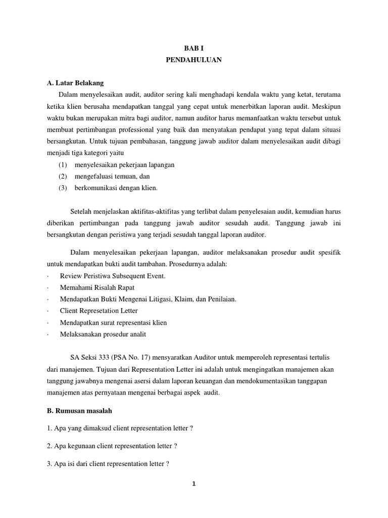 Letter Of Representation Letter