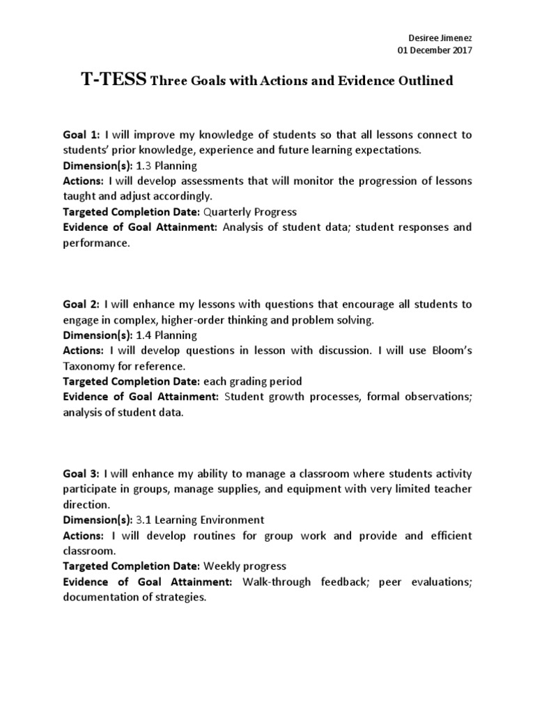T-TESS Goals for Student Engagement | PDF | Career & Growth