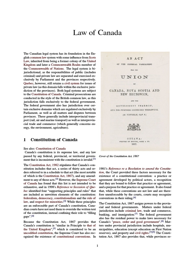 Law of Canada Court System Of Canada Precedent