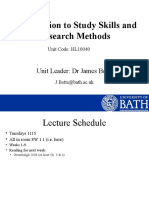 Introduction To Study Skills and Research Methods: Unit Leader: DR James Betts