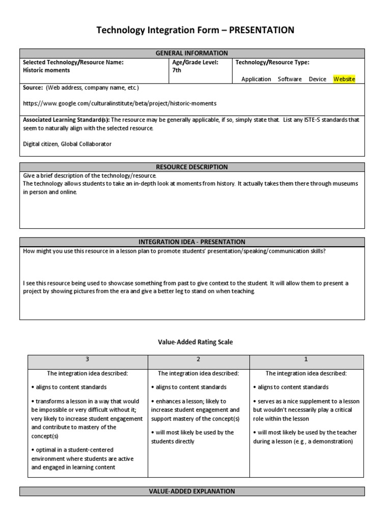 Technology Integration Template-Presentation | PDF | Cognition ...