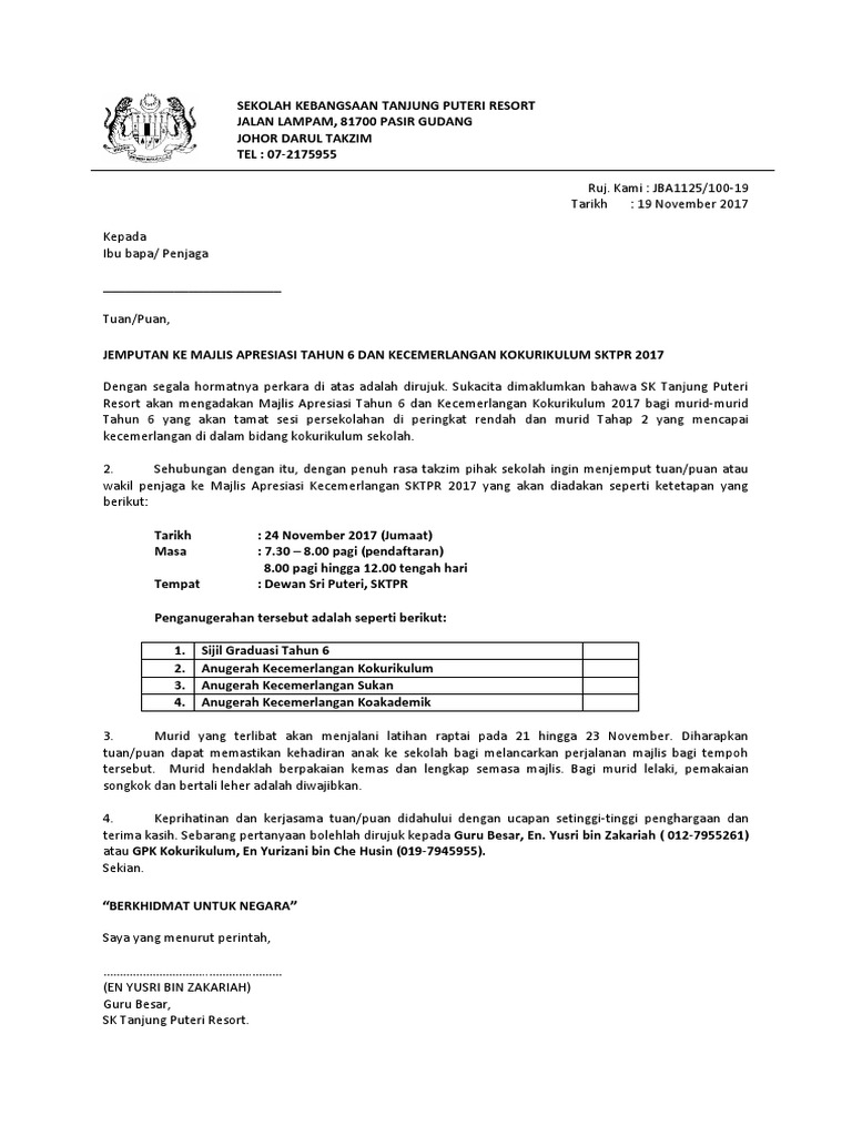 Surat Majlis Apresiasi  PDF