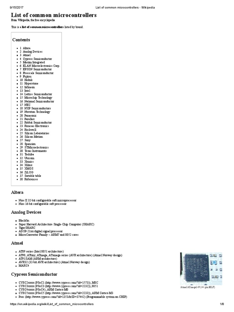 List of Common Microcontrollers - Wikipedia | Pic Microcontroller ...