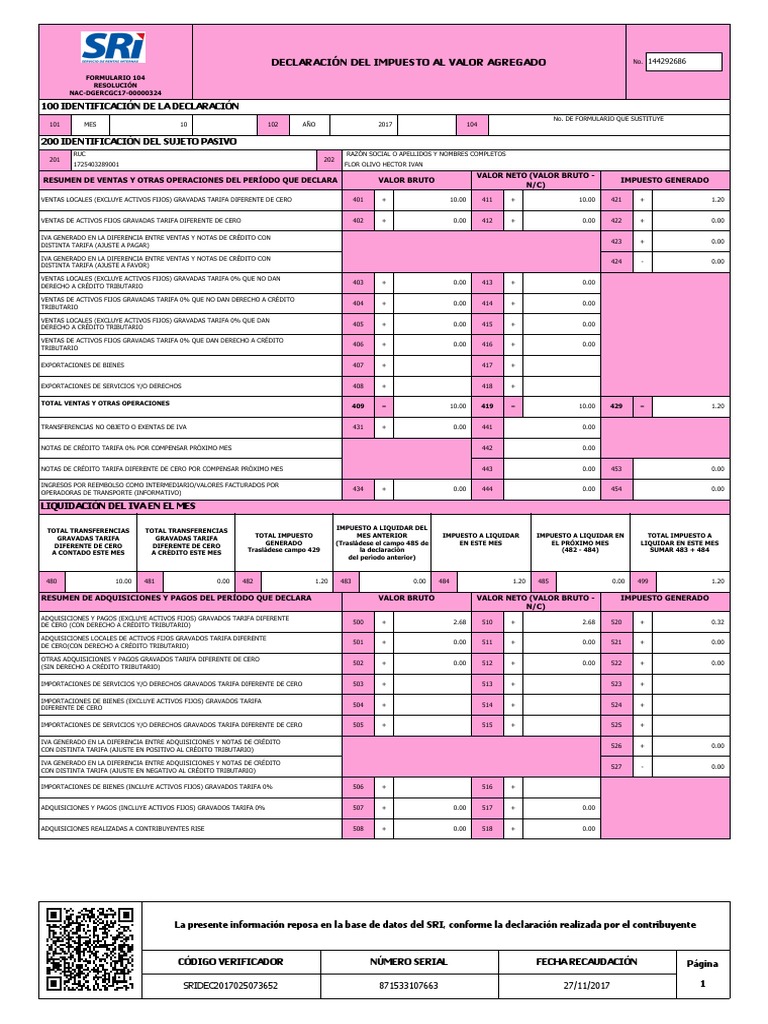 Declaración IVA Formulario 731 | PDF | Impuesto al valor agregado ...