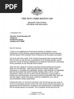 Letter from Chris Bowen to Scott Morrison regarding the Australian government's decision to establish a royal commission into banking  