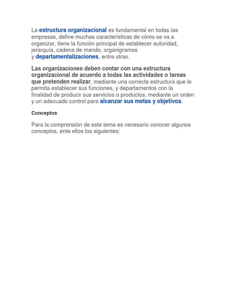 Estructura Organizacional en Empresas | PDF | Crecimiento personal y ...
