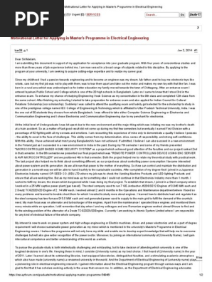 Motivational Letter for Applying in Master's Programme in Electrical Engineering