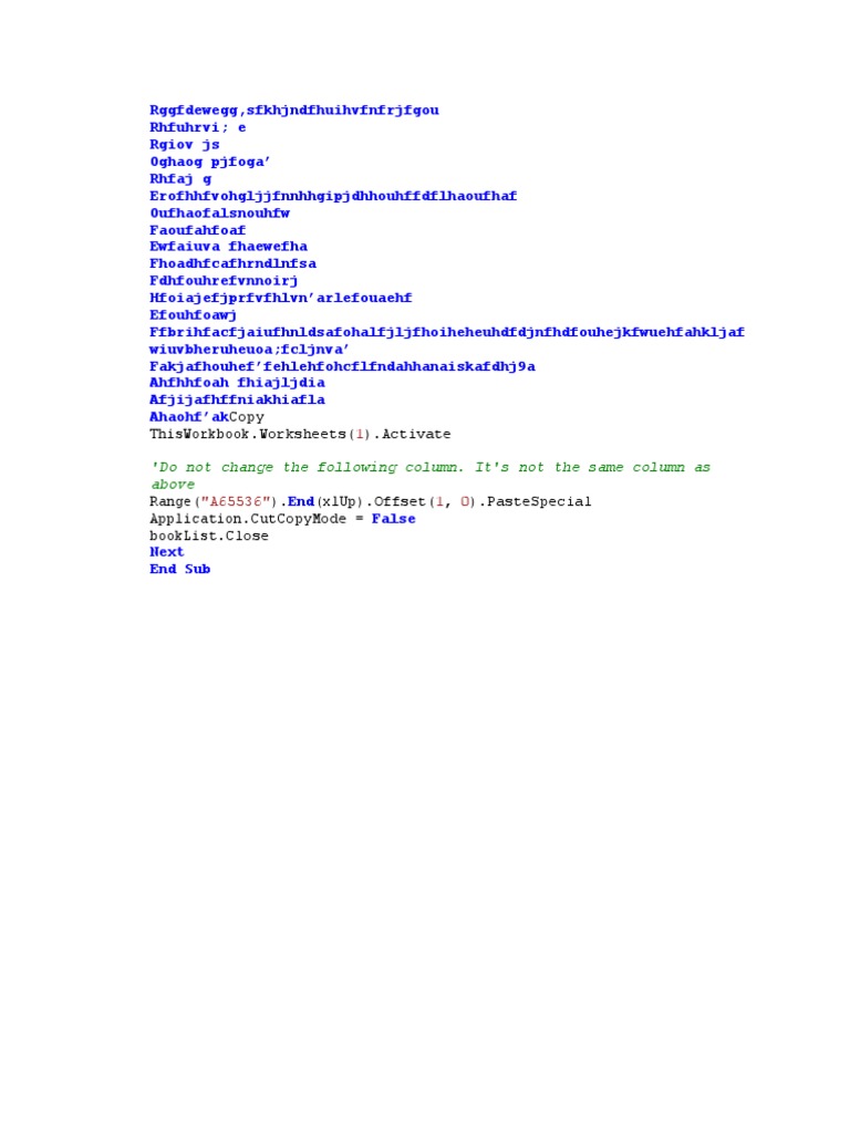 Random document with gibberish text and VBA code | PDF
