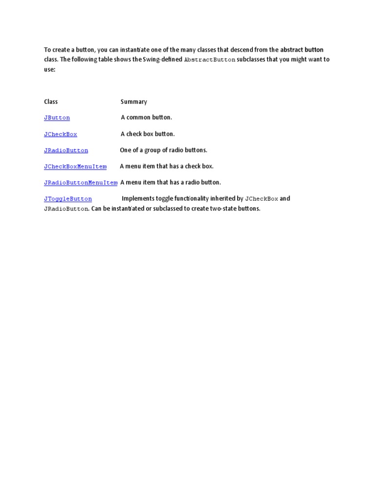Swing Button Class Overview | PDF
