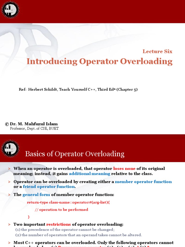 Operator Overloading | PDF | C++ | Parameter (Computer Programming)